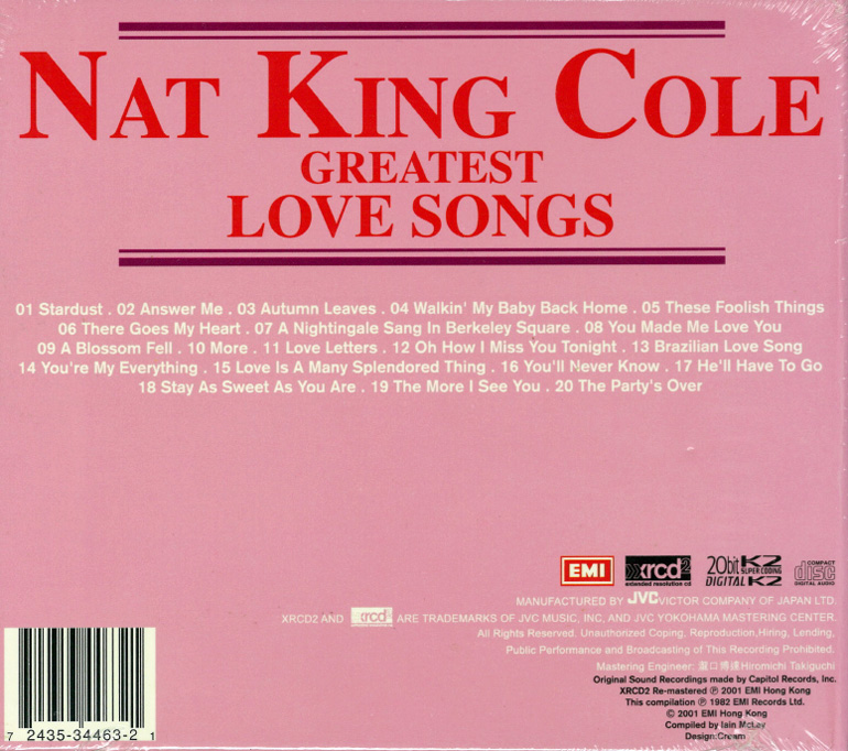 Greatest Love Songs Nat King Cole Xrcd Series